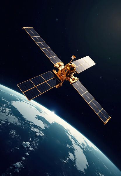Satellite Orbiting Earth with Solar Panels by Markus Gann