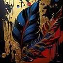 abstract in goud rood en blauw. van Gelissen Artworks thumbnail