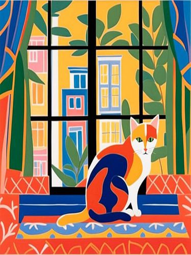 Cat In The Window Style Henri Matisse