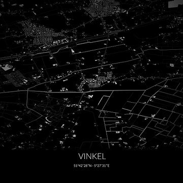 Schwarz-weiße Karte von Vinkel, Nordbrabant. von Rezona