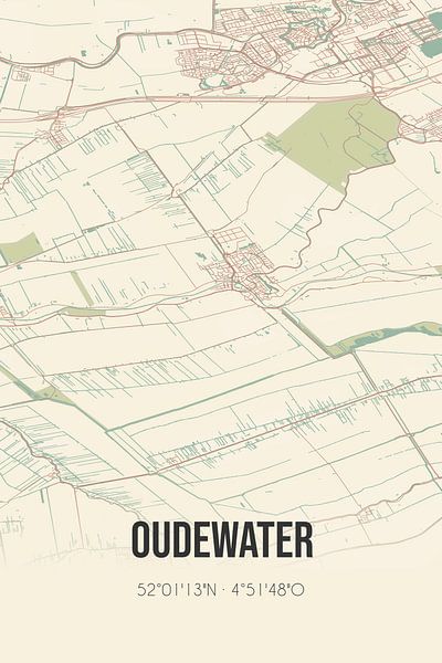 Vintage map of Oudewater (Utrecht) by Prints of Place
