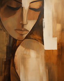 Modern abstract portrait of a woman in earth tones by Carla Van Iersel