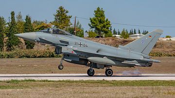 German Eurofighter Typhoon lands at Tanagra Air Base. by Jaap van den Berg