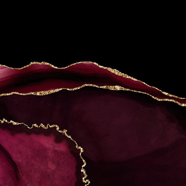 Burgundy &amp; Gold Agate Texture 05 by Aloke Design