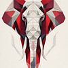 Éléphant rouge dans un style géométrique minimaliste sur Digital Picture Art