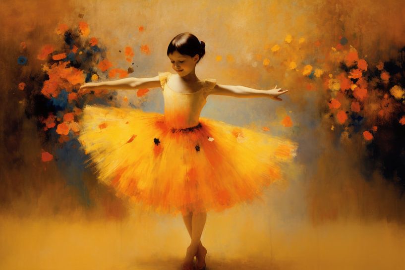 Kleine ballerina in geel van Studio Allee