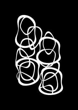 Interlocking White on Black | Minimal Shape Abstract by Menega Sabidussi