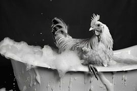 Hahn in der Badewanne - Ein lustiges Badezimmer Bild von Poster Art Shop