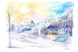 Hideaway hivernal isolé dans un chalet de montagne confortable avec piscine extérieure