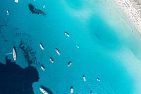 Blue sea with boats