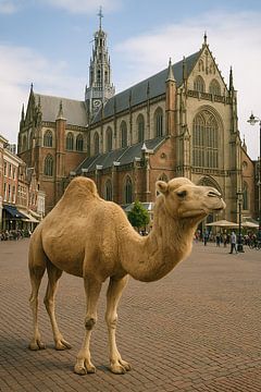 Kameel op Grote Markt in Haarlem van Peter Pijlman