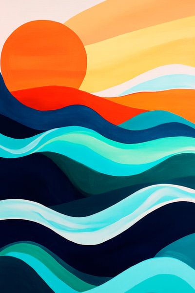 Play of colours of waves and sun by Poster Art Shop