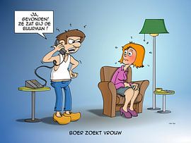 Cartoon; Farmer seeks wife, at. the neighbour by Galerie Ringoot