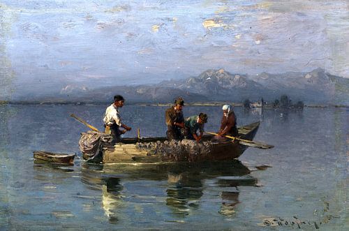 Vissers op de Chiemsee, JOSEPH WOPFNER, ca 1896