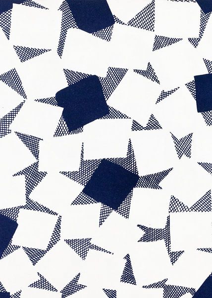 Donkerblauw en wit vierkantenpatroon. Abstracte geometrische illustratie. van Dina Dankers