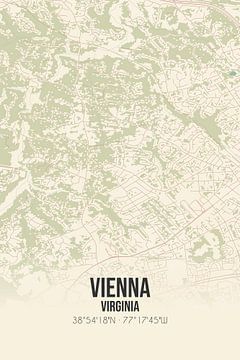 Vintage landkaart van Vienna (Virginia), USA. van MijnStadsPoster