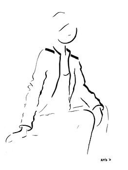 dessin à l'encre femme assise