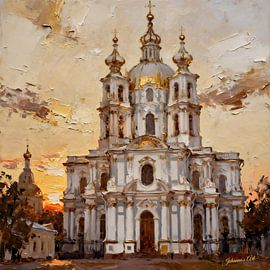 Smolny Cathedral, St Petersburg, Russia by Johannas Art Creations