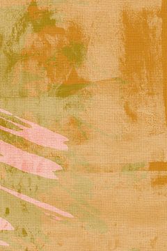 Scandinavische kleurrijke abstracte kunst in oker, groen, roze van Abstract Minimalist Art