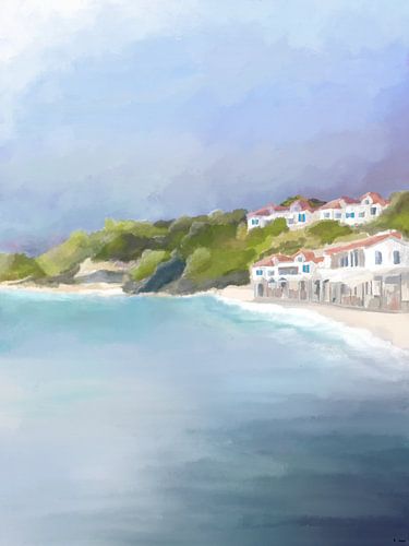 Sonnenuntergang auf Samos | moderne impressionistische Malerei von Romy Smit