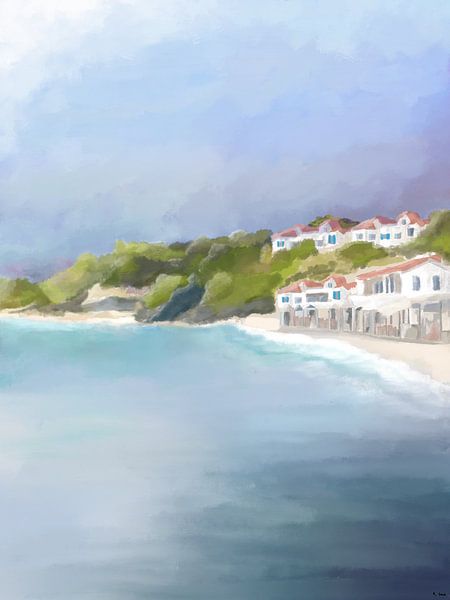 Sunset at Samos | modern impressionist painting by Romy Smit