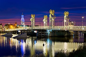 City bridge at night in Kampen by Anton de Zeeuw