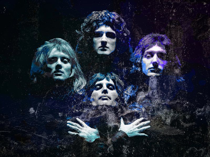Queen Bohemian Rhapsody Abstract in Turquoise Blauw Paars van Art By Dominic