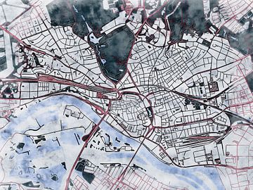 Kaart van Arnhem in de stijl 'White Winter' van Maporia