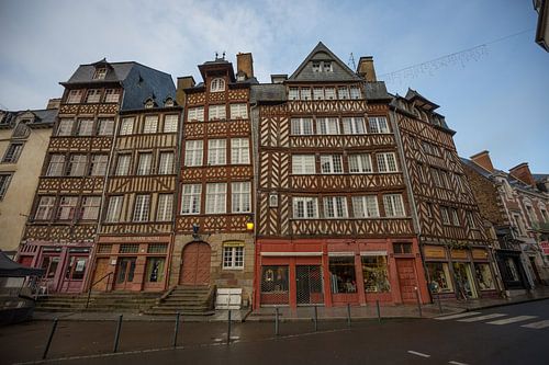 Old facades in the centre of Rennes, France