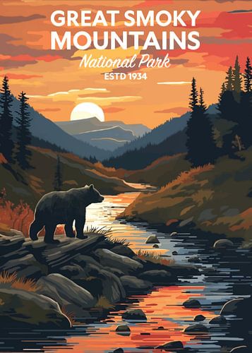 Zonsondergang in de rookachtige bergen