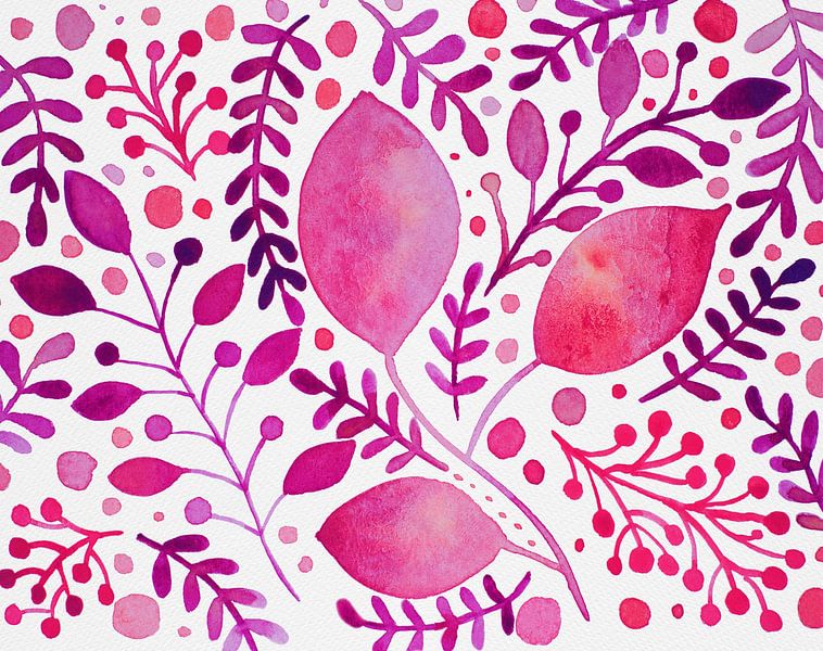 Branches d'aquarelle magenta par Angela Minca