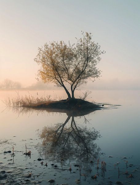 Morgennebel von fernlichtsicht