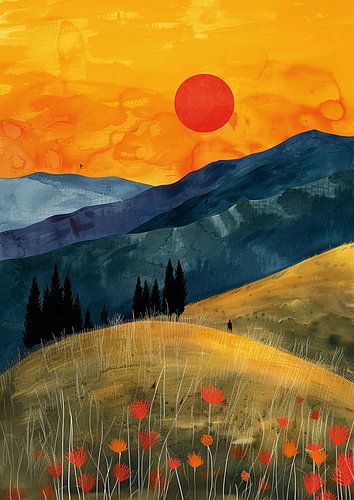 Maan Landschap Natuur Bergen Expressionisme nr. 3