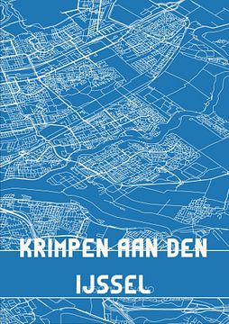 Blauwdruk | Landkaart | Krimpen aan den IJssel (Zuid-Holland) van MijnStadsPoster