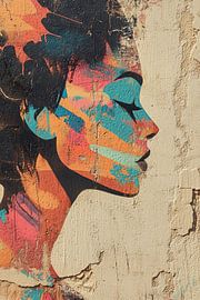 Frauenprofil | Chromatische Silhouette von Blickfänger Gemälde