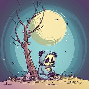 Einsamer Panda in der Nacht