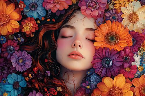 woman with flowers fantasy