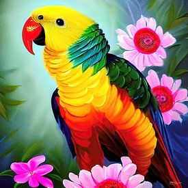 bunter Papagei von Gelissen Artworks