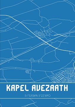 Blaupause | Karte | Kapel Avezaath (Gelderland) von Rezona