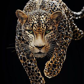 Leopard aus Kristallglas Porträt von TheXclusive Art