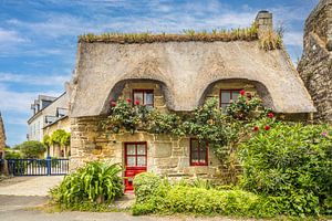 Historisches Reetdachhaus im Weiler Kercanic, Névez, Bretagne