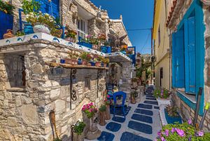 Blaue Straße in Pythagorion - Samos von Rinus Lasschuyt Fotografie