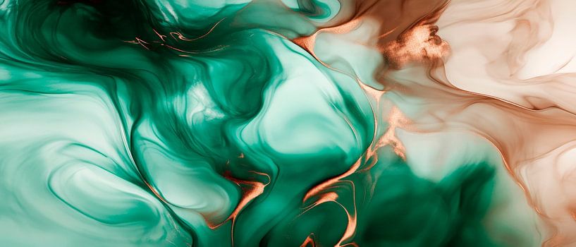 Flowing colour gradients in green and beige by Poster Art Shop