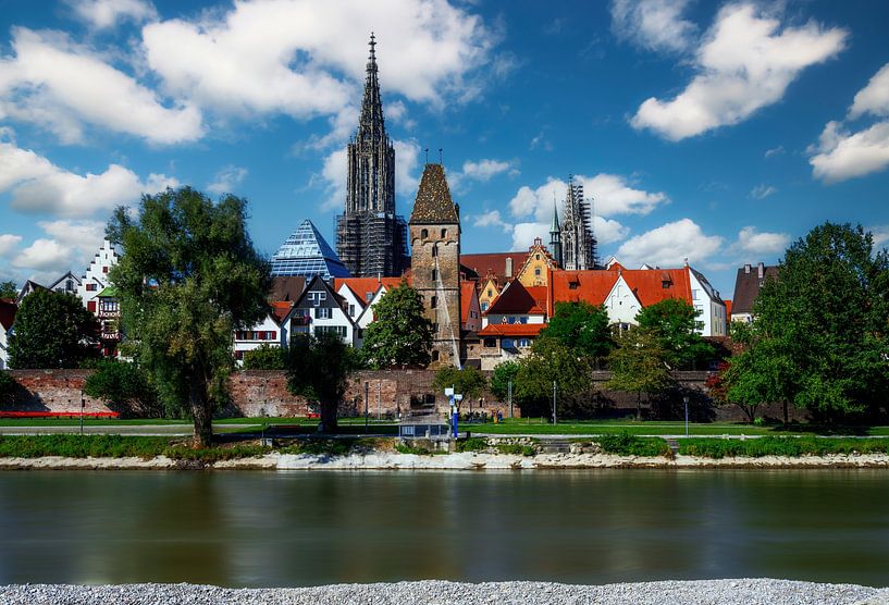 View across the Danube to the old town of Ulm, with the Ulmer M by ManfredFotos