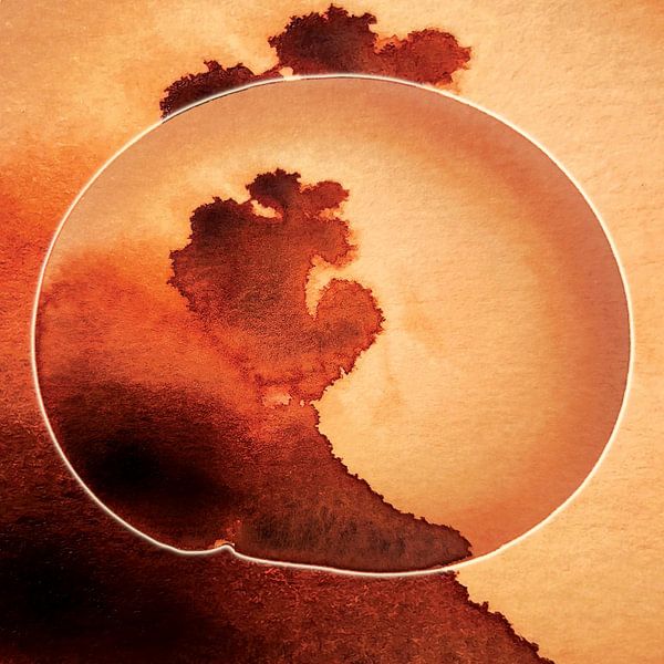 ECHO AQUA EMBER 994 - Tangerine Abstract Watercolour Art with Earthly Warmth by Saskia Mensink PRINTS