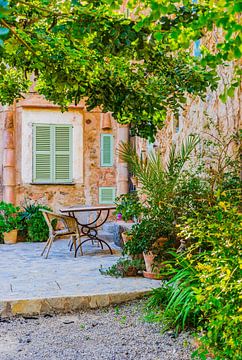 Uitzicht op mooie mediterrane tuin terras patio van Alex Winter