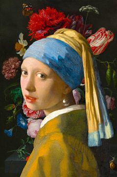 the girl with the pearl earring and Still life with flowers in a glass vase by Eigenwijze Fotografie