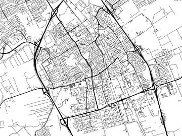 Kaart van Delft in Zwart Wit van Map Art Studio