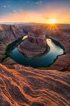 Horseshoe Bend bij zonsondergang - Arizona Muurkunst, Landschappelijke Woestijnfoto - Professionele Landschapsfotografie