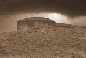 Bunker auf Texel in Sepia